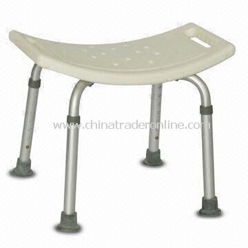 Aluminum Shower Bench, Height Adjusts in 1-inch Increment, Available in Silver or Natural Color