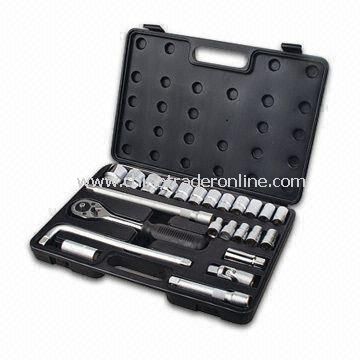 25-piece Tool Set with Ratchet Handle, Plastic Case, Spark Plug and Extensive Bar from China