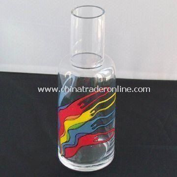 Glass Decanter with Colorful Hand-painted on the Body and 850mL Capacity