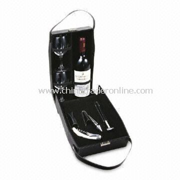 Imitation Leather Wine Box with Bar Accessories from China