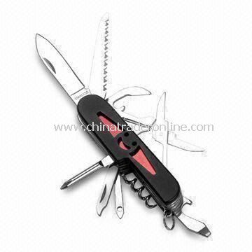 Multi-tool Knife, Includes Wine Bottle Opener and Leather Punch, Made of Stainless Steel and Plastic