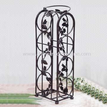 Grapevine-Shaped Wire Wine Rack, Holds Four Bottles