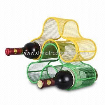 Three Bottle Mesh Stackable Wine Rack with Powder Coating