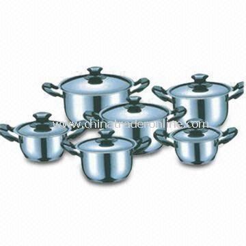 12-piece Stainless Steel Cookware Set, Copper Plating, 14 x 7cm Casserole with Lid