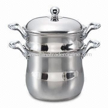 3-piece Belly Shape Couscous Pot, Made of Stainless Steel, 0.8mm Thickness, Multi-used