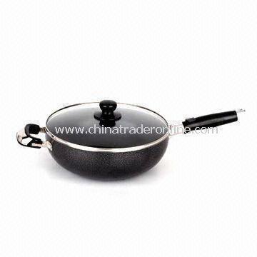 Aluminum-alloy Wok with Glass Lid and Lacquer Painting, Various Sizes are Available