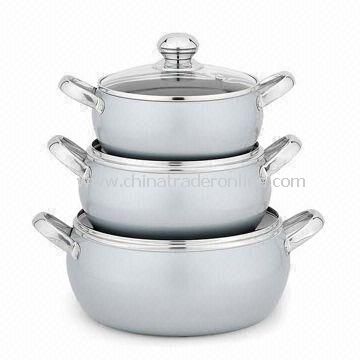 Curved Sauce Pot with Two-layer Nonstick Coating, with Stainless Steel Handle from China