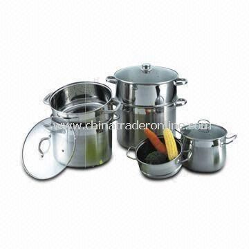 Multifunction Steamer Stock Pot Cookware Set with 0.5 to 0.8cm Thickness, Made of Stainless Steel from China