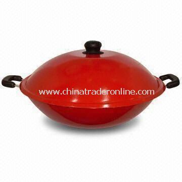 Non-stick Wok with Color Lacquer Painting, Made of Aluminum from China