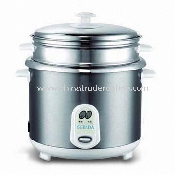 Straight Rice Cooker with Stainless Steel Body and Steamer, 1 to 2.8L Capacity and Nice-outlook from China