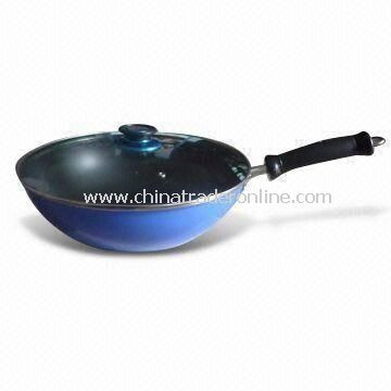 Wok with Lid, Double Coating (Non-stick) and 30cm Diameter, Made of Iron