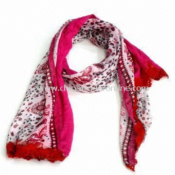 Fashionable Scarf/Shawl for Ladies, Made of Polyester, OEM and ODM Orders are Welcome