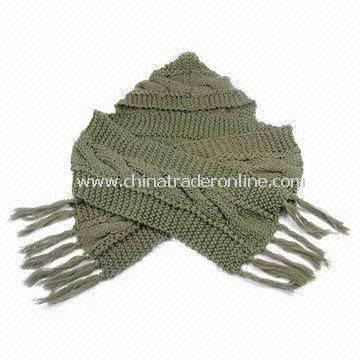 Olive Green Scarf, Made of Wool, in Various Designs and Colors; Also Available in Shawl