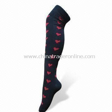 Womens Knee High Socks, Made of Combed Cotton and Spandex, Comfortable and Soft to Touch