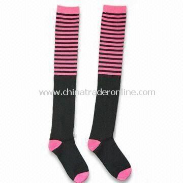 Womens Stocking with Stripe, Toe Closing is Machine Made from China