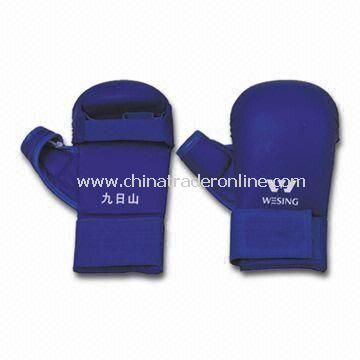 Boxing Gloves with Sticky Buckle, Made of Microfiber Leather from China