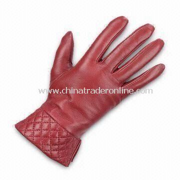 Ladies Gloves with Cotton Lining, Made of Real/PU Leather, Various Colors are Available from China