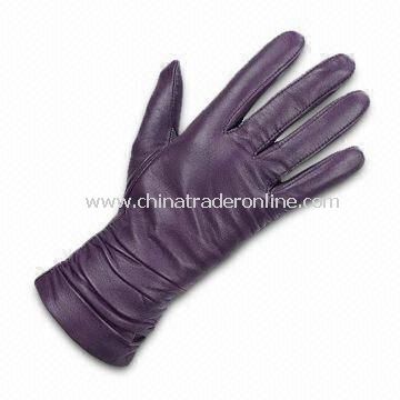 Ladys Gloves with Cotton Lining, Made of Real/PU Leather, Available in Various Colors