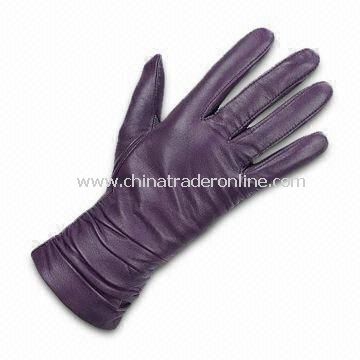 Ladys Gloves with Cotton Lining, Made of Real/PU Leather, Available in Various Colors from China