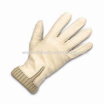 Ladys Gloves with Cotton Lining, Made of Real/PU Leather, Various Colors are Available