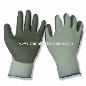 Safety Gloves with Palm Coating, Made of PU and Nylon Lining, Available in Light Blue