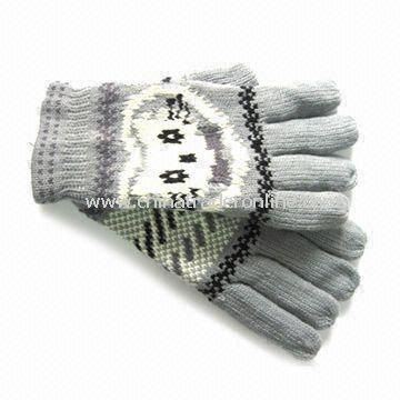 Fashionable Knitted Gloves, Made of Acrylic, with Jacquard Weave, Customized Designs are Accepted from China