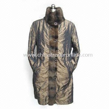 Fur Coat with Stitching and Rex Rabbit Tape Lining, Can Keep Warm from China