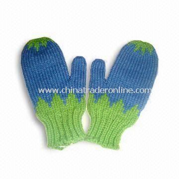 Knitted Gloves, Made of 100% Cotton, Customized Design and Colors are Welcome