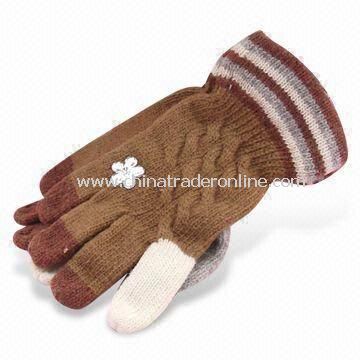 Knitted Gloves, Made of 100% Wool, Customized Colors are Accepted, Designs Can be Printed from China