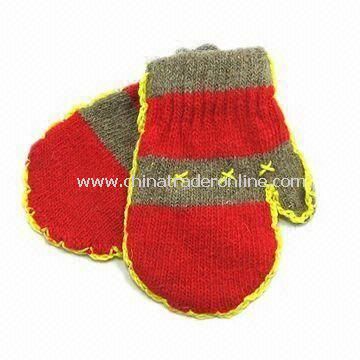 Knitted Gloves, Made of 100% Wool, Customized Prints are Accepted, Eco-friendly from China