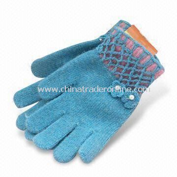 Knitted Gloves, Made of 100% Wool