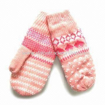 Womens Knitted Gloves, Made of Acrylic, Customized Designs are Accepted, with Jacquard Weave from China