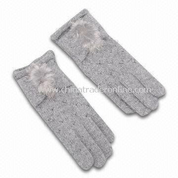 Womens Knitted Gloves, Made of Wool and Fur, Customized Designs are Accepted