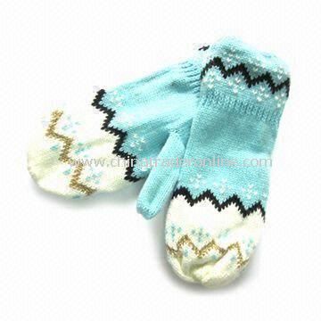 Womens Knitted Gloves with Jacquard Weave, Customized Designs are Accepted, Made of 100% Acrylic from China