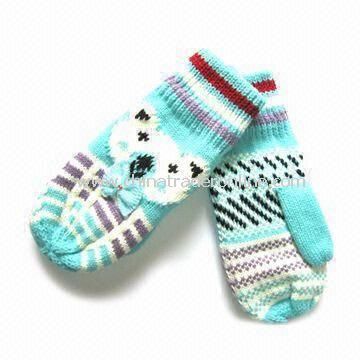 Womens Knitted Gloves with Jacquard Weave, Made of Acrylic, Customized Designs are Accepted from China