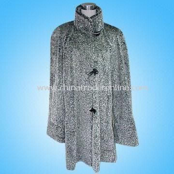 Womens Fur Coat in Black/Gray Combination