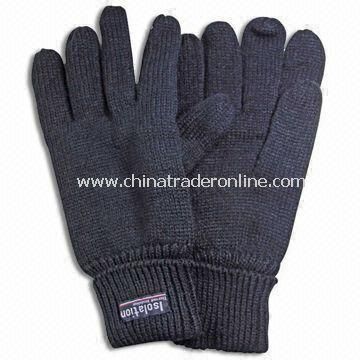 Knitted Gloves Without Embroidery, Made of Acrylic, Suitable for Winter from China