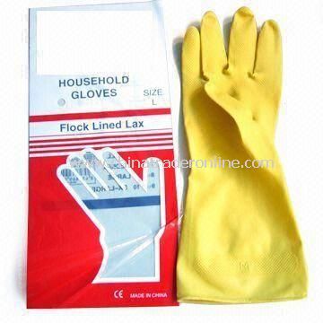 Latex Gloves, Available in Yellow, Red, Blue, Orange and Green, Suitable for House Cleaning Works from China