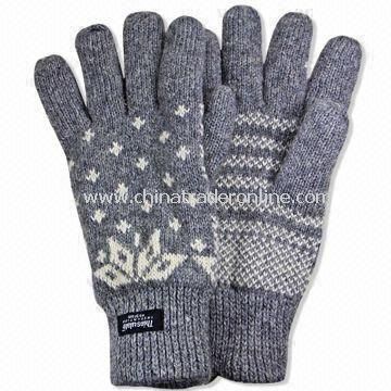 Winter Knitted Gloves with Jacquard Design, Made of Acrylic from China