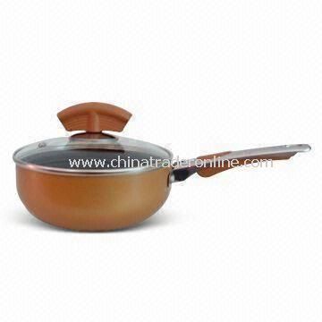 Aluminum Sauce Pan, Inside Non-stick Coating, Available in Optional Size of 14 to 24cm