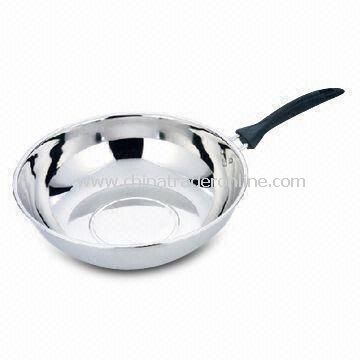 Saute Pan, Made of Stainless Steel and Polished Surface Finishing, Eco-friendly