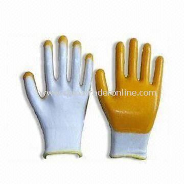 13gg Working Safety Gloves in Orange, Available in 22 to 23cm Sizes, Made of Cotton and PVC Rubber