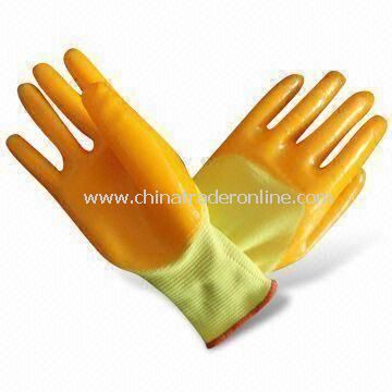 13g Seamless Polyester Natural PVC Working Gloves with Palm-coated, Available in Different Sizes