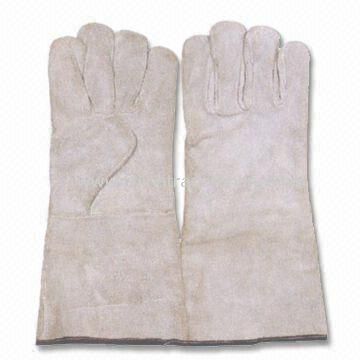 Leather Welding Gloves, Made of Split Leather, Available in Red, Blue and Gray from China