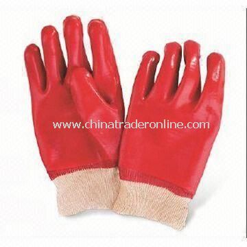 PVC Coated Gloves with Interlock or Jersey Lining, Acid-, Alkali- and Alcohol-resistant from China