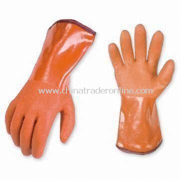 PVC Gloves with Spray Sand Finish, Available in Various Colors and Sizes from China