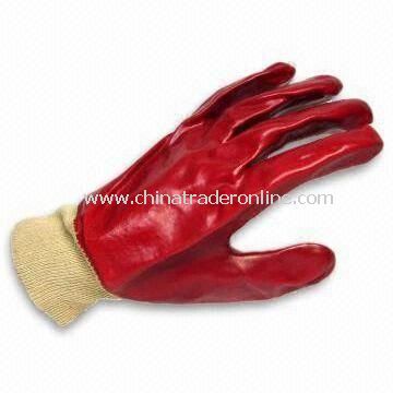 PVC Knit Wrist/Safety Gloves with Full PVE Coating from China