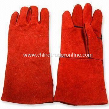 Welding Gloves with 14 Inches Length, Made of Cowhide Split Leather from China