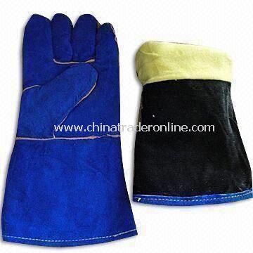 Welding Gloves with Pasty and Rubberized Cuff from China