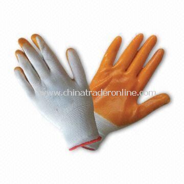 White Polyester Lined Gloves with PVC Coating from China